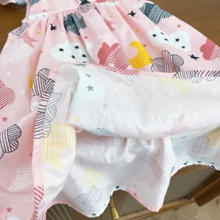Váy Hè Bé Gái 2 Dây Cánh Tiên Mây Hồng Chất Thô Cotton 8-26kg