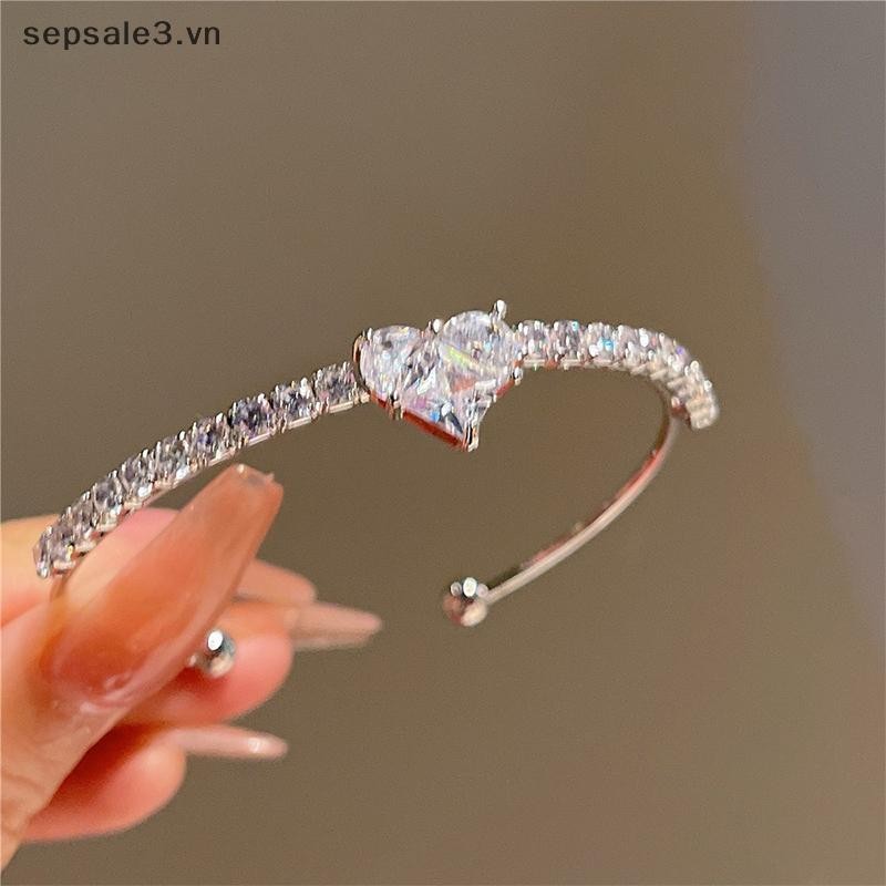 # Sepsale # Vòng tay Zircon trái tim tình yêu mới Phụ kiện hợp thời trang đa năng dành cho nữ Quà tặng trang sức dự tiệc.