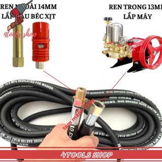 Dây rửa xe áp lực cao 10m,15m, 20m tặng kèm béc đồng - dây xịt rửa xe ren 13mm DÙNG CHO MÁY MÔ TƠ KÉO