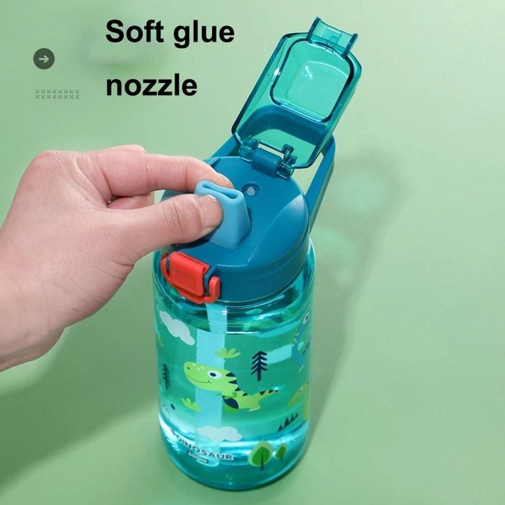 Chai Nước SAIA, Cốc Nước Trẻ Em Khủng Long Chống Rò Rỉ, Nhựa Di Động 600ml Có Ống Hút Silicon Sippy Cốc Mùa Hè