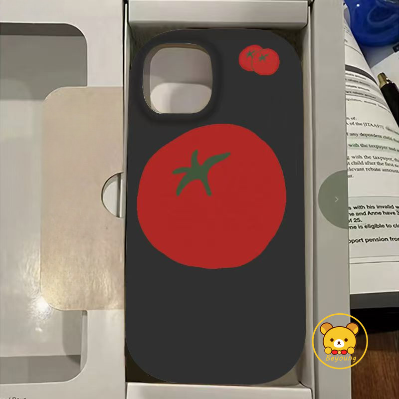 Vỏ Họa Tiết Cà Chua Hoạt Hình Cho iPhone 13 12 Pro Max 13 12 Mini XS Max X XR 8 7 6 6S Plus SE 2020 Vỏ Điện Thoại Mềm Màu Kẹo Dễ Thương Mờ Chống Sốc Ốp Lưng Chống Rơi