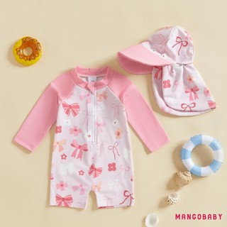 Mg-toddler Rash Guard Đồ Bơi Có Mũ 2 Bộ Cua Tôm Hùm Cá Voi Họa Tiết Khóa Kéo Dài Tay Cổ Tròn Đồ Bơi Cho Bé