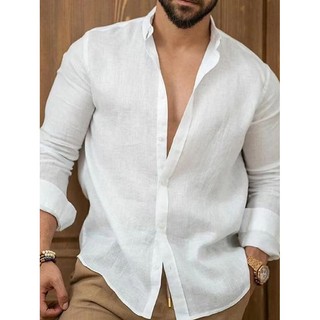 Áo Sơ Mi Nam Thanh Niên Dài Tay Vải Lanh Cotton