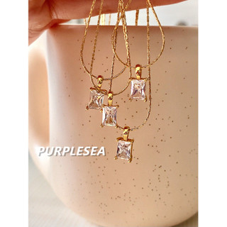 Vòng Cổ Thép Titan 18K Siêu Flash Vuông Zircon Vòng Cổ Nữ 2025 Mới Tối Giản Cơ Bản Phù Hợp Với Xương Đòn Dây Chuyền