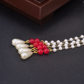 [Mùa xuân cây mưa sương] Kẹp tóc phượng ba chiều dài tua rua phong cách cổ điển, ngọc trai giả, kiểu dáng cung điện, phụ kiện tóc Hanfu 3.26 00F1