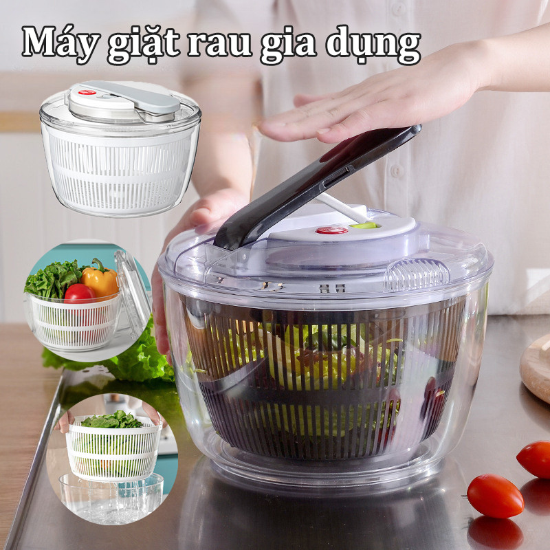 Máy giặt rau gia dụng,Rổ quay rau sống ráo nước nhanh,dụng cụ vắt nước rau an toàn,tiện dụng dung tích 3 lít