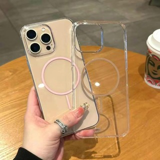 Ốp điện thoại không gian trong suốt cuộn dây từ tính mạnh mẽ cho IPhone 16 15 14 13 12 Pro Max Vỏ Acrylic Nút mạ điện Vỏ bảo vệ chống rơi