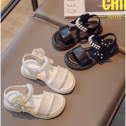 sandal bé gái dép quai hậu cho bé quai chéo nơ xinh xắn êm chân QCCC full hộp trắng cho bé từ 2 tuổi  8519 ( ảnh thật )