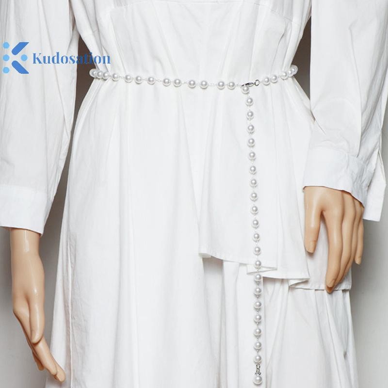 Kudosation Nữ Thời Trang Thắt Lưng Thiết Kế Sang Trọng Thắt Lưng Ngọc Trai Dây Thắt Lưng Trắng Dây Chuyền Ngọc Trai Phù Hợp Với Dây Dành Cho Nữ