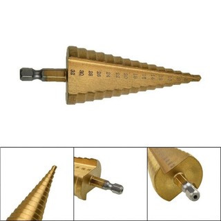 Mũi khoan tháp chuôi lục giác thép gió HSS mạ titan 4-32mm khoan nhôm, nhựa, gỗ, kim loại