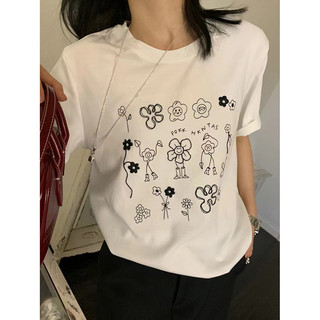 Hiixiivi Áo thun ngắn tay nữ Baggy Tròn Unisex Cổ dáng rộng Tee 4/12