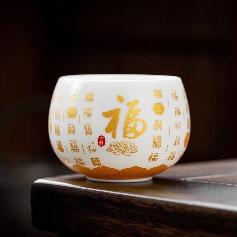 Chén sứ thấu quang tâm kinh bát nhã liên đài 150 ml