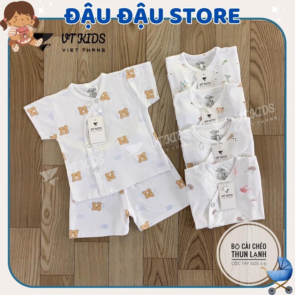 Combo 2/3 Bộ Cộc Tay Trắng VT cho bé sơ sinh thun lạnh mềm mịn thoáng mát cho bé 0-9 tháng CL01 Đậu Đậu Store