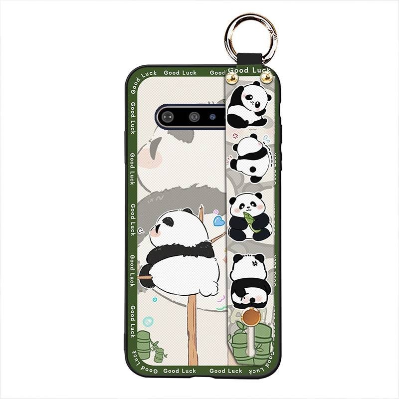 Phone Holder phone cover Phone Case For LG V60 ThinQ 5G Anti-dust Back Cover Wrist Strap panda Dirt-resistant Durable