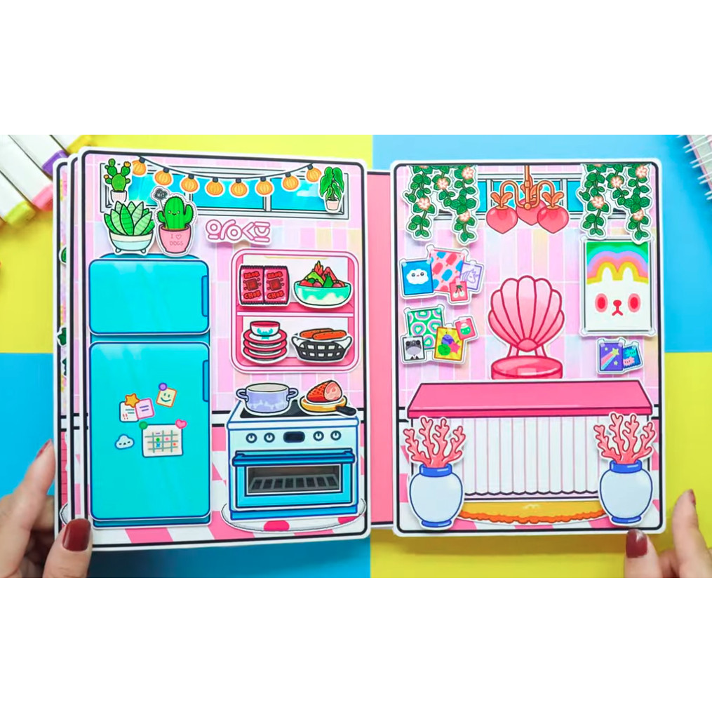 Đồ chơi giấy ngồi nhà búp bê, đồ chơi giấy tocaboca Ngôi nhà của tocaboca samsam, ngôi nhà kuromi