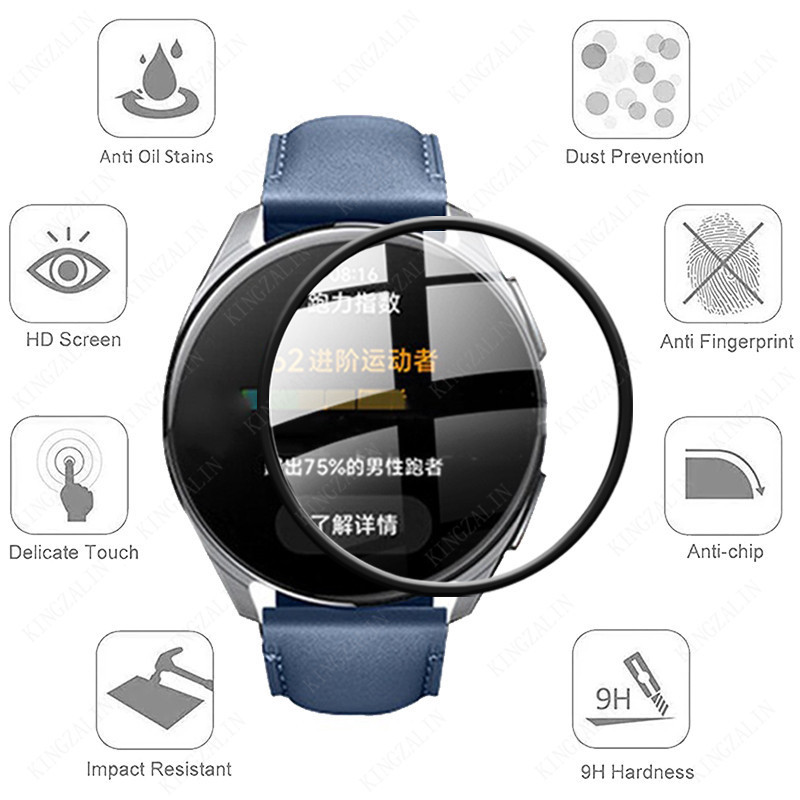 1-3 Chiếc 9D HD Đen Edge Kính Cường Lực Cho Xiaomi Watch S2 42mm 46mm S1 Active Pro S3 Chống Vân Tay Bảo Vệ Màn Hình Cho Xiaomi Mi Poco Watch Lite Watch 2 Pro Màu Thể Thao