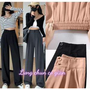 Quần tây nữ ống suông lưng chun cạp cao Dáng Dài 100cm cạp bản to 7cm lưng cao siêu tôn dáng có bigsize và bản Nấm Lùn