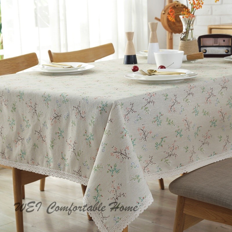 Đơn giản Nhỏ Tươi Cotton Vải Lanh In Khăn Trải Bàn Gia Đình Bàn Cà Phê Chống Bụi Khăn