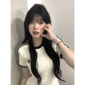 Quá đáng yêu!!! [Thanh khâu] Mùa hè 2026 Áo thun ngắn tay vai trước phong cách cay ngọt ngào dành cho nữ INS Super Hot Top V250228102