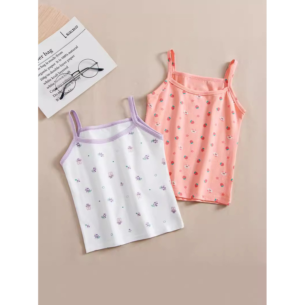 Bé Gái Camisole 100-160 Kích Thước Mùa Hè Mỏng Phong Cách Dệt Kim Đế Một Lớp Cotton Trẻ Em Quần Lót Áo YKNI