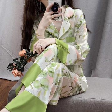 Bộ đồ ngủ bằng lụa Satin dành cho nữ Bộ đồ ngủ Pijama Bộ đồ ngủ nữ Bộ đồ Bộ đồ cho nữ Bộ đồ hai mảnh Feminino Fofo