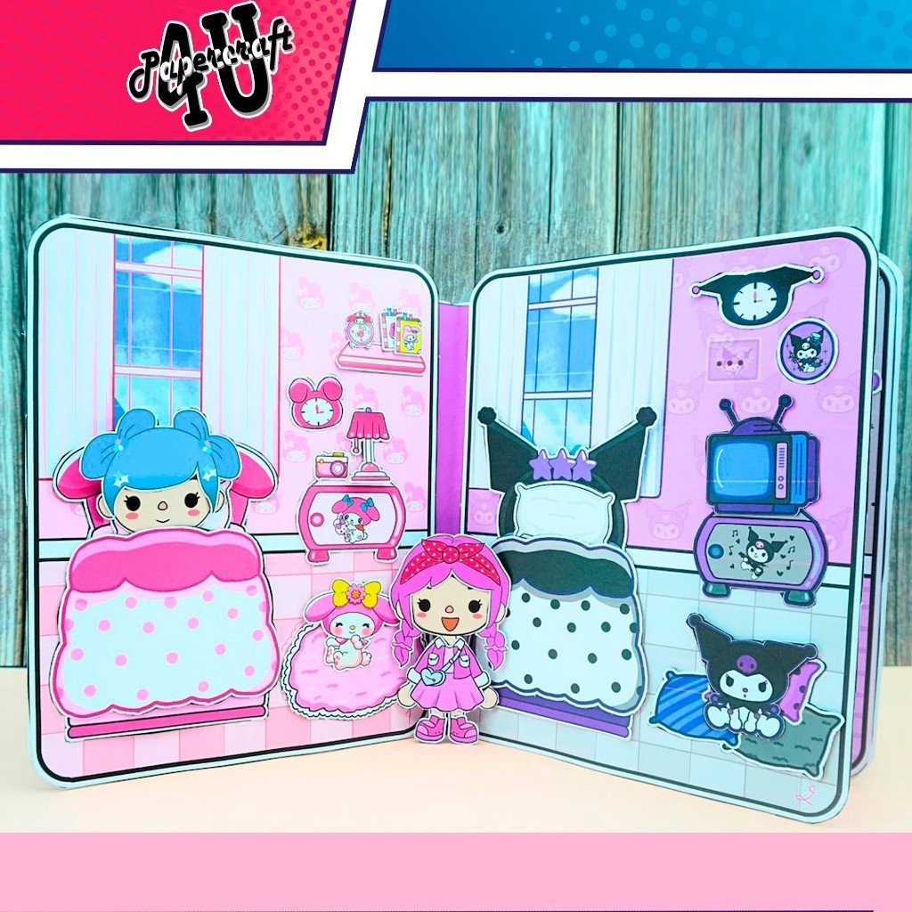 ĐỒ CHƠI NGÔI NHÀ BÚP BÊ GIẤY CẮT THỦ CÔNG DIY - TOCA LIFE WORLD -  MẪU DB02 - KUROMI VÀ MELODY