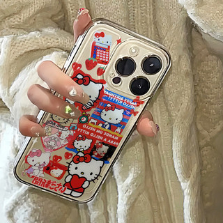 Ốp điện thoại di động thiết kế quái vật hoạt hình Sanrio Hello Kitty cho IPhone 11 15 14 13 Pro Max 12 / 8se 7 Plus XS Chất liệu silicon chống nước và chống sốc Vỏ mới