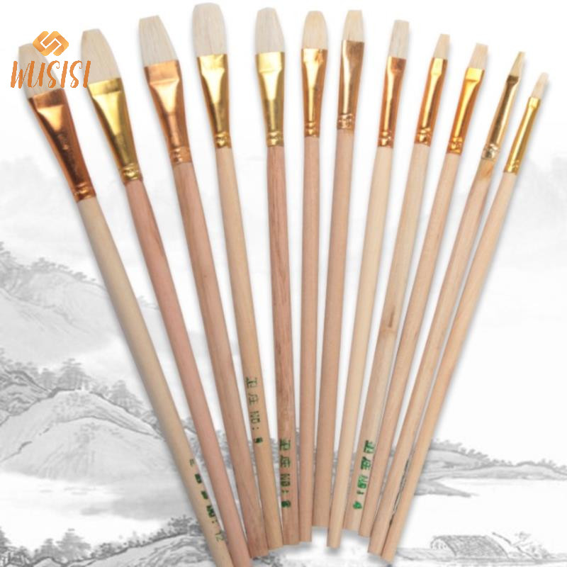 [Wusisi] 12 Bộ cọ len nghệ thuật gốm sứ dành cho men gốm / paing Màu nước MỚI