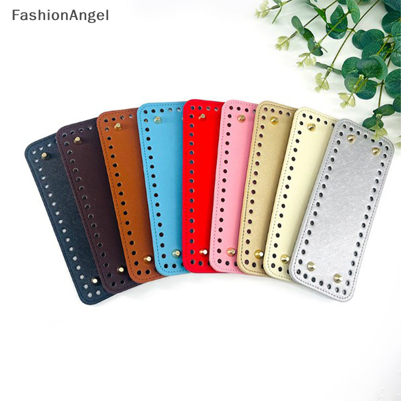 FashionAngel 8 * 20cm Handmade Hình Bầu Dục Đáy Cho Túi Dệt Kim Da Chống Mài Mòn Phụ Kiện Đáy Có Lỗ DIY Móc Túi Đáy TH