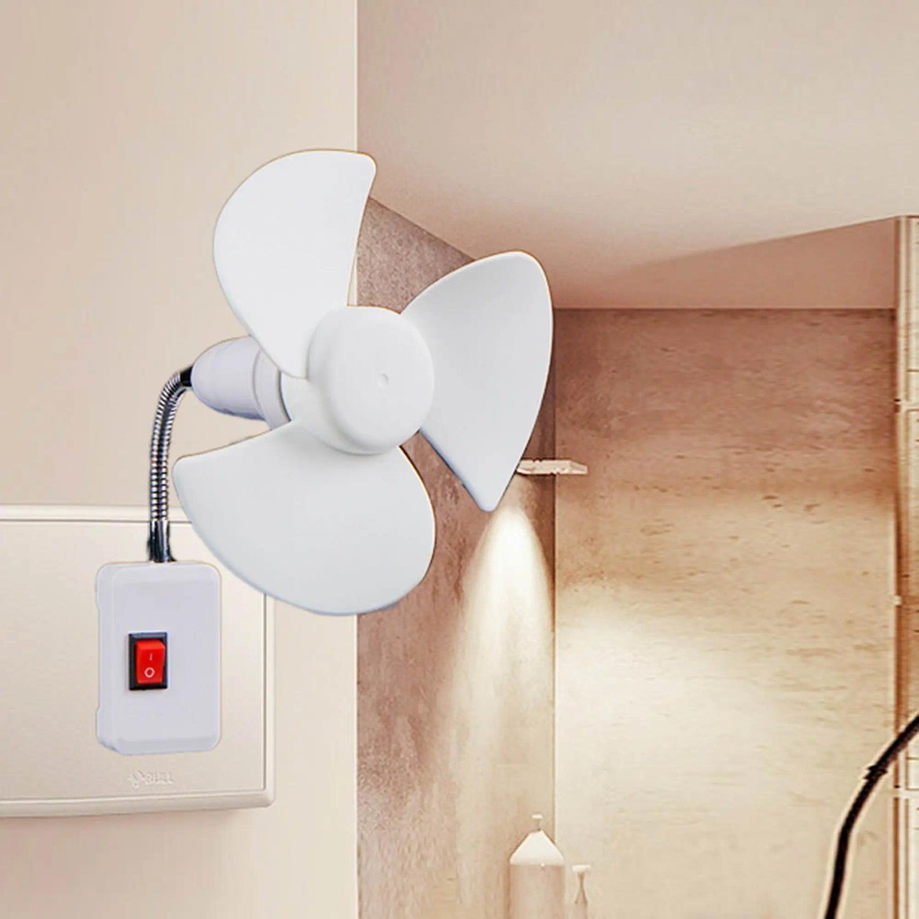 Quạt E27 Quạt trần hiện đại nhỏ 6 inch 10W 1000r / phút Tốc độ 3 lá quạt có phích cắm cho ký túc xá Văn phòng tại nhà