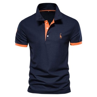 Hươu Thêu Áo Sơ Mi polo Tay Ngắn Zhudi Lưới Ve Áo Áo Thun Nam