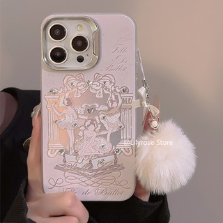 Ballerina Laser Hồng Vỏ iPhone 15 14 13 12 11 Pro Max 14 15 Plus Apple iPhone Case có dây đeo tóc Y2K Girl