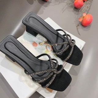Dép Cao Gót Nữ cao 4P dây đan chéo lấp lánh Bling Bling nhiều màu Kho Giày Bánh Bèo mã DayDanVuong đi rất êm chân