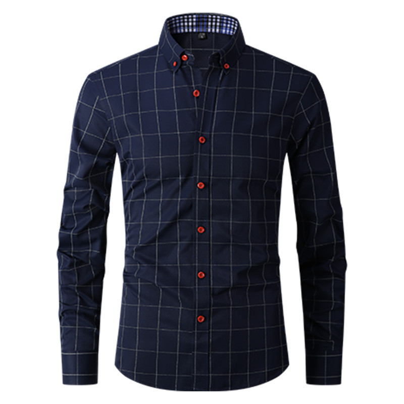Mới Nam Áo Sơ Mi Dài Tay Áo Sơ Mi Thời Trang Cotton Kiểm Tra Áo Sơ Mi Công Sở Trả Tiền