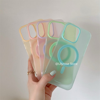 Ốp Từ Tính Bán Trong Suốt Cho Apple iPhone 15 14 13 12 Pro Max Frosting Matte Casing iPhone Hàn Quốc Thẩm Mỹ Tím Hồng Xanh Vàng Xanh Dương Phong Cách Y2K