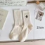 Tất Thể Thao Cotton BORAGETE, Tất Thời Trang Xuân Hè Giữa Chiều Dài Tất, Retro Cặp Đôi Tất Nam Nữ Đen Trắng Sọc Tất