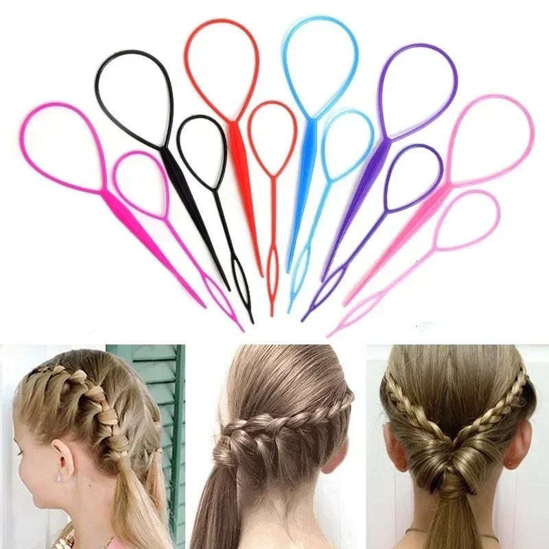 Nhựa Đuôi Ngựa Vòng Đen Pony Topsy Đuôi Kẹp Phụ Kiện Tóc Bện Máy Tạo Kiểu Dụng Cụ Dành Cho Nữ