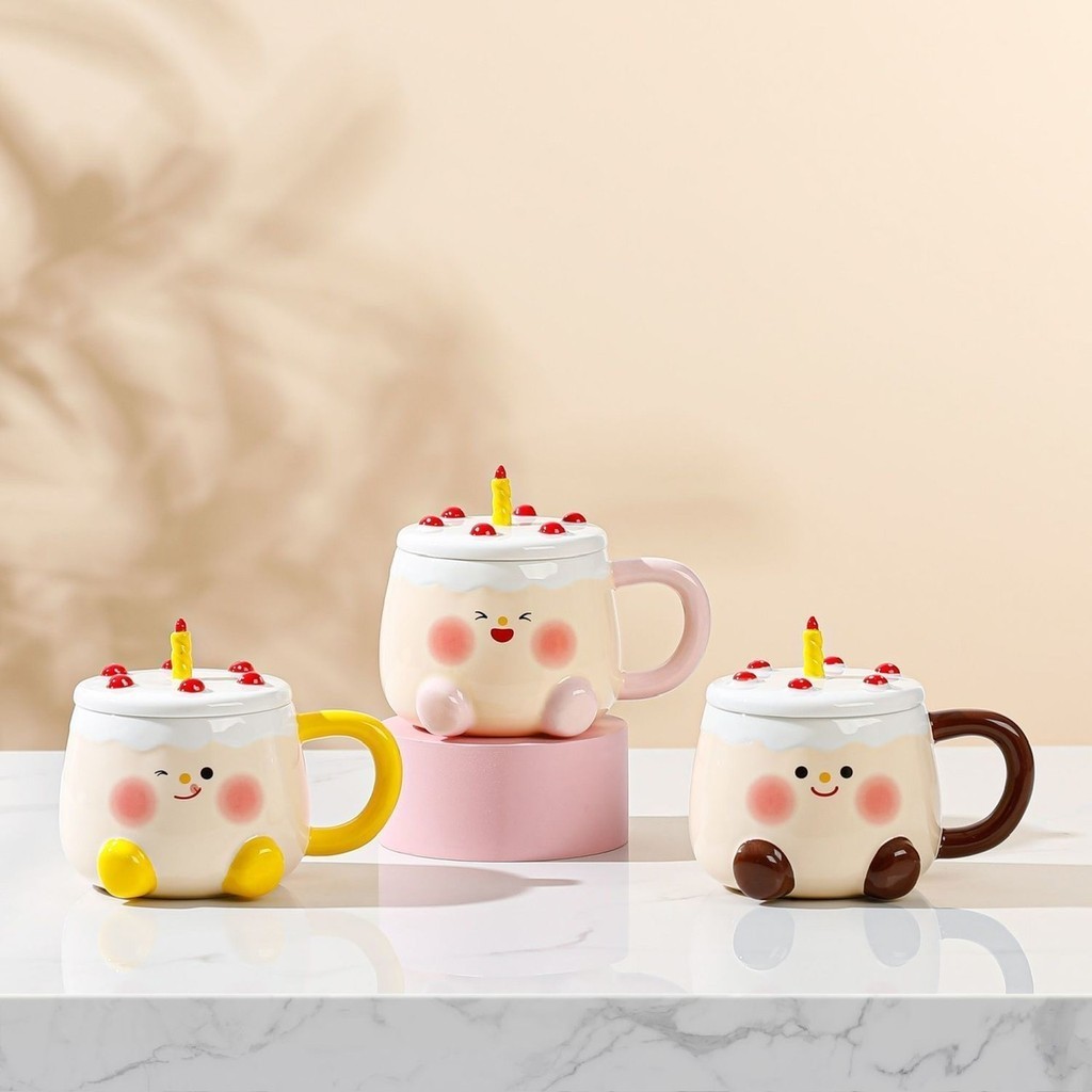 Ly Sứ Hình Nến Bánh Sinh Nhật Dễ Thương - Cốc Happy Birth Day Làm Quà Tặng Bạn Bè