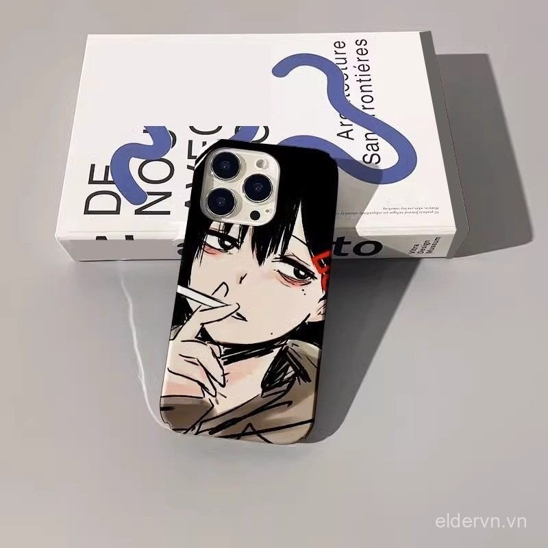 Ốp Điện Thoại QYJS Phim Thích Hợp Cho IPhone X XS XR XSMAX SE 11 12 PRO 13 14 15 ProMax 7 8 PLUS 14 15 PLUS Anime Chainsaw Man Frosted Female Hard Shell Vỏ Bảo Vệ Điện Thoại Chống Sốc C2WO