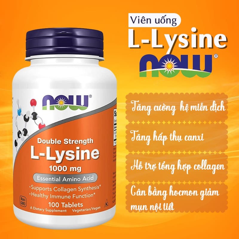 NOW L-LYSINE – DƯỠNG CHẤT THIẾT YẾU CHO DA, TÓC, XƯƠNG KHỚP