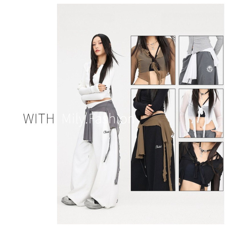 Milyfashion Jazz Dance Street Dance Street Wear Viền Gạc Hiệu Suất Nhảy Múa Eo Phù Hợp Với kpop Latin Dance Dài Tay Cảm Giác Thanh Lịch Áo Nữ 2025
