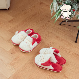 Xixitiao Đêm Giáng Sinh Nai Sừng Tấm Thời Trang Ấm Áp Nhà Cotton Đế Mềm Dép Bé Trai Bé Gái Mùa Đông