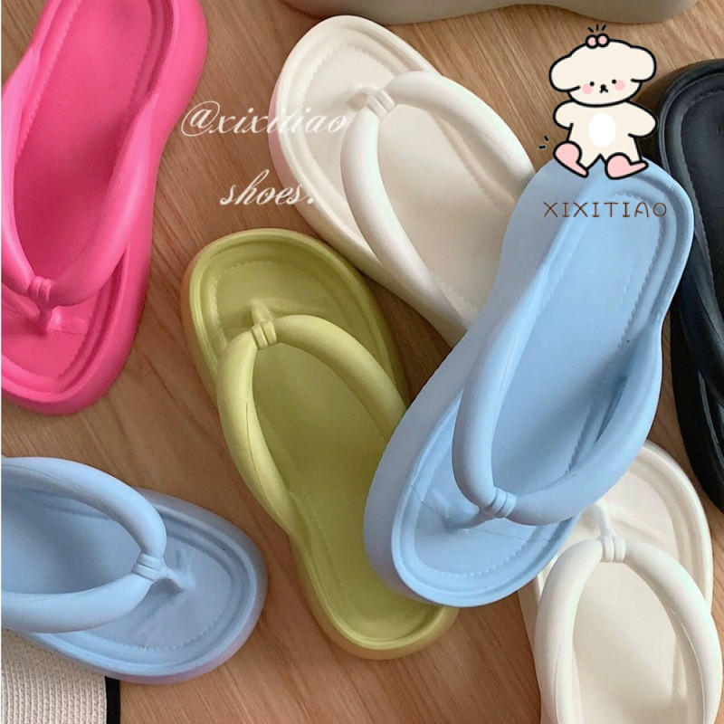 Xixitiao Dép Nữ Mặc Ngoài Thời Trang Chống Trơn Trượt Tăng Chiều Cao Đế Dày