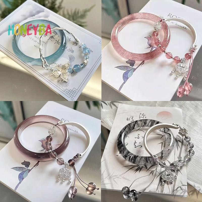 < Honeyba > 2 Chiếc Tinh Tế Phong Cách Trung Hoa Vòng Tay Nữ Cô Gái Đa Năng Phong Cách Cổ Đại Vòng Tay Phụ Kiện Trang Sức Quà Tặng