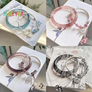 < Honeyba > 2 Chiếc Tinh Tế Phong Cách Trung Hoa Vòng Tay Nữ Cô Gái Đa Năng Phong Cách Cổ Đại Vòng Tay Phụ Kiện Trang Sức Quà Tặng