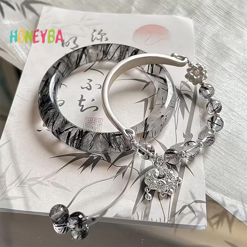 < Honeyba > 2 Chiếc Tinh Tế Phong Cách Trung Hoa Vòng Tay Nữ Cô Gái Đa Năng Phong Cách Cổ Đại Vòng Tay Phụ Kiện Trang Sức Quà Tặng