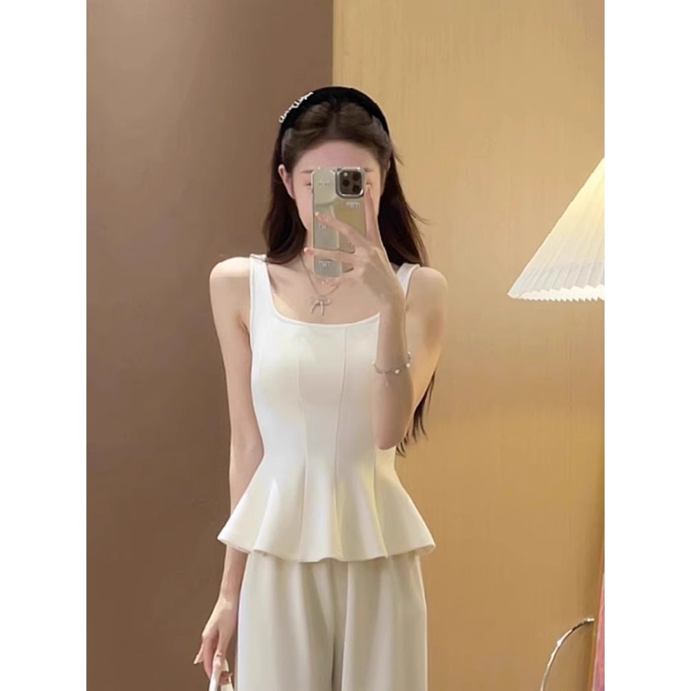 Áo vest camisole mới mùa hè cho phụ nữ, ôm sát eo, áo ngắn không tay