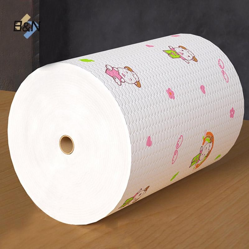 B & N 50 Cái / Cuộn Từ Khăn Lau Lười Có Thể Tái Sử Dụng Khăn Tre Ướt Và Khô Cho Nhà Bếp.