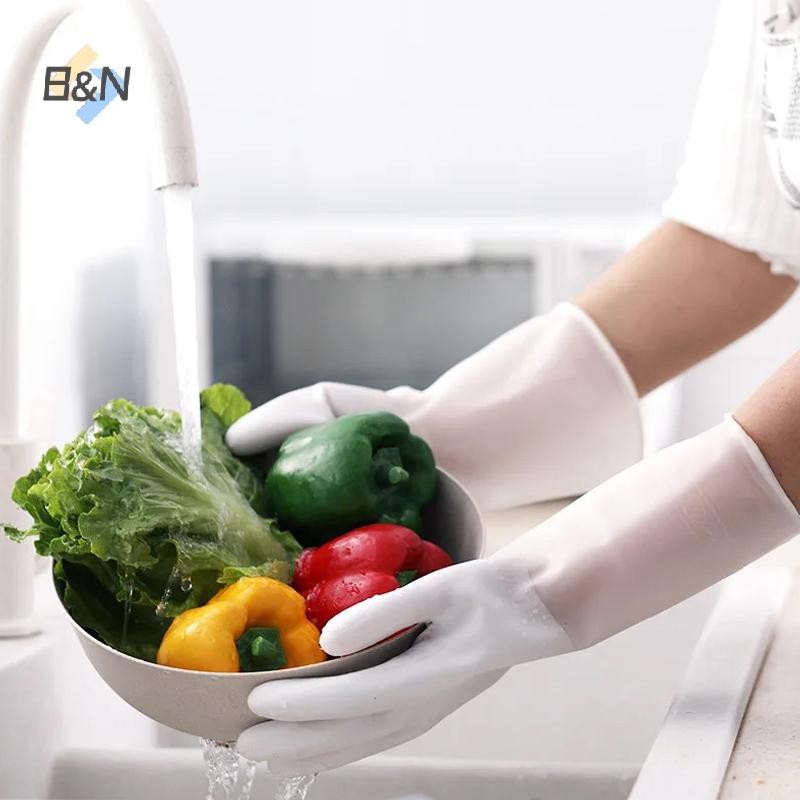 B & N Phong Cách Đơn Giản Găng Tay Rửa Chén Gia Đình Nữ Giặt Quần Áo Găng Tay Cao Su Chống Thấm Nước Mỏng Bàn Chải Gia Đình Bát Găng Tay Cao Su.
