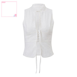 (Superbaby) Áo không tay có dây buộc chi tiết Áo Vest cổ đứng có cổ đứng phong cách dành cho nữ Hoàn hảo cho các bữa tiệc mùa hè và mặc hàng ngày Đông Nam Á